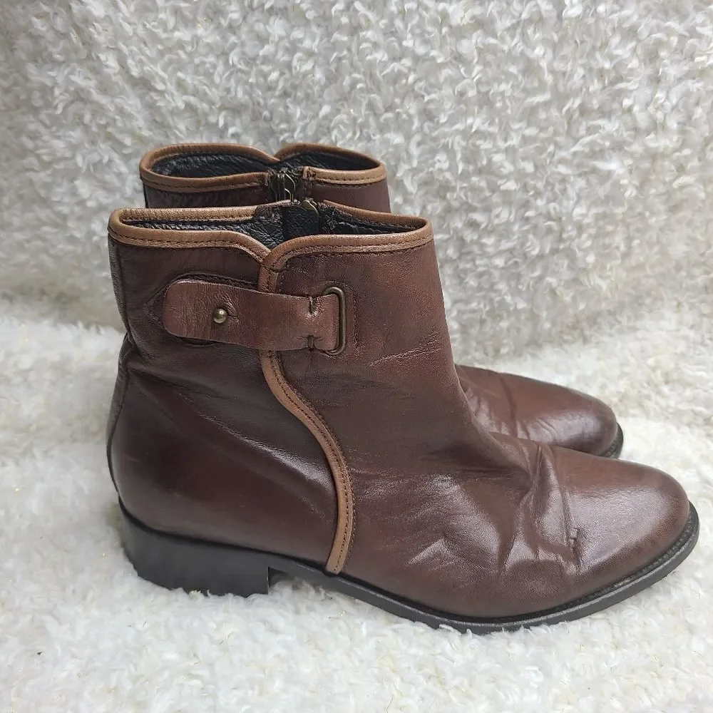 Mally Brown Leather Ankle Boots sz 40‎